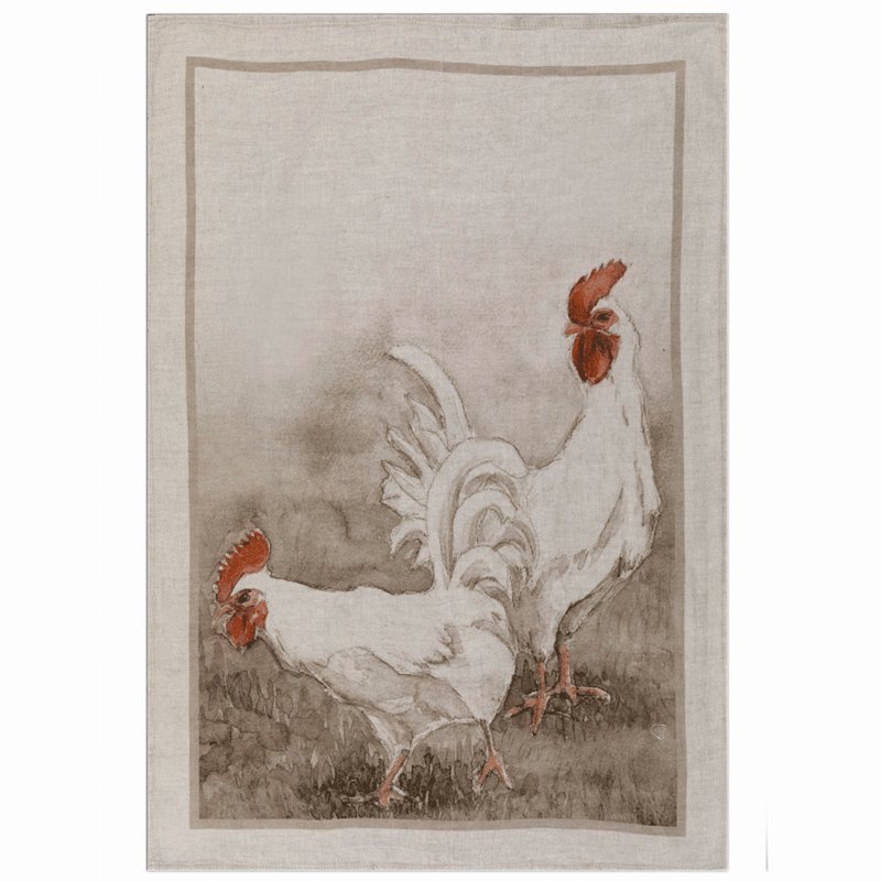 Italian Linen Tea Towel Chickens