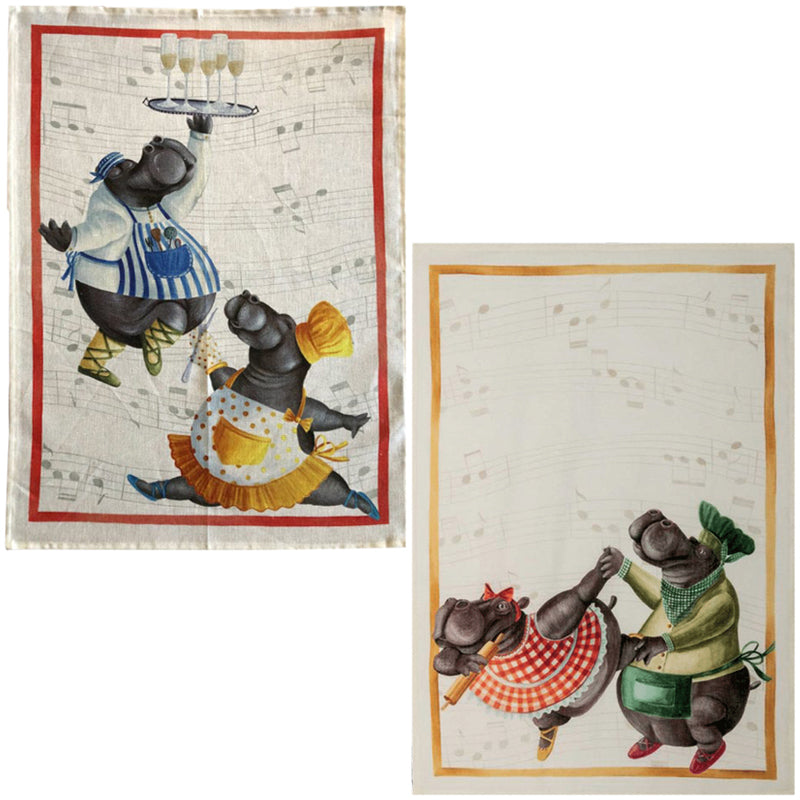 Tea Towel Hippo Duo