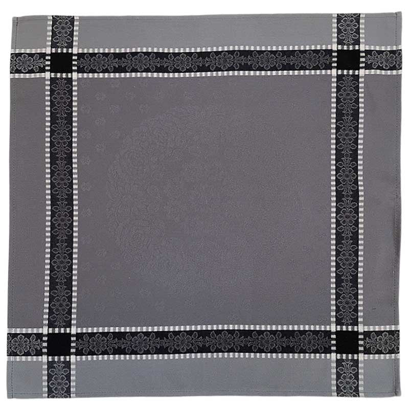 Gray napkin with black and white checkered border