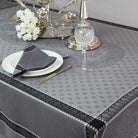 Table setting with Versailles jacquard tablecloth in black and grey