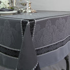Corner of Versailles jacquard tablecloth in black and grey