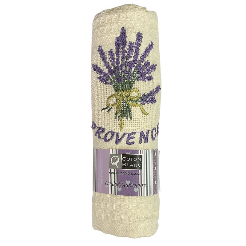 Waffle French Tea Towel Lavender Provence Cream