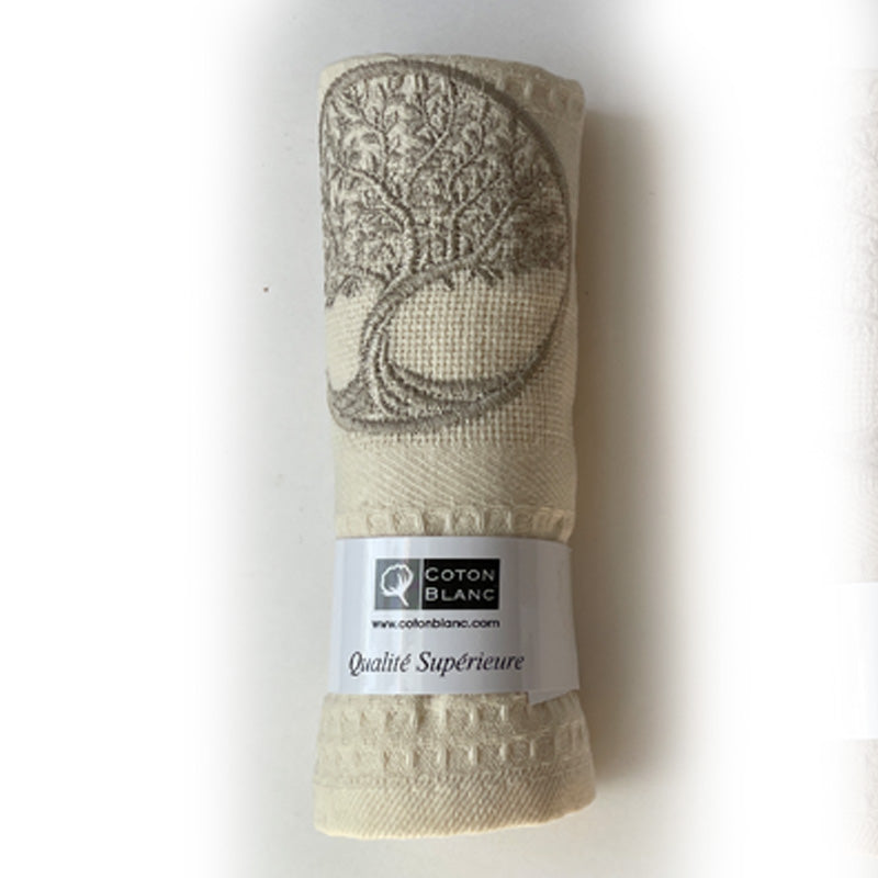 Waffle French Tea Towel Tree of Life Cream