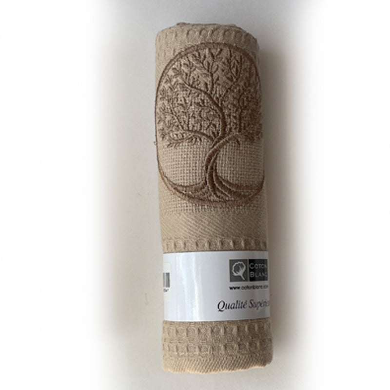 Waffle French Tea Towel Tree of Life Beige