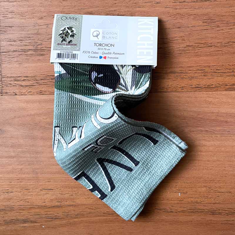 Waffle French Tea Towels Olives packaging