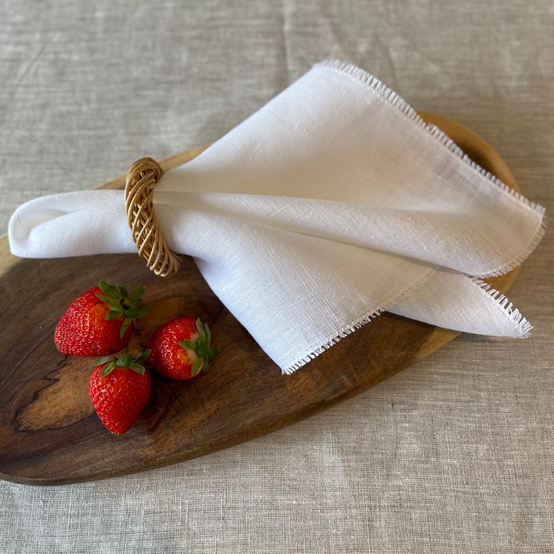 White French Linen Napkin Fray