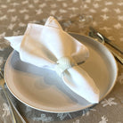White Linen Napkin Hem with tablecloth