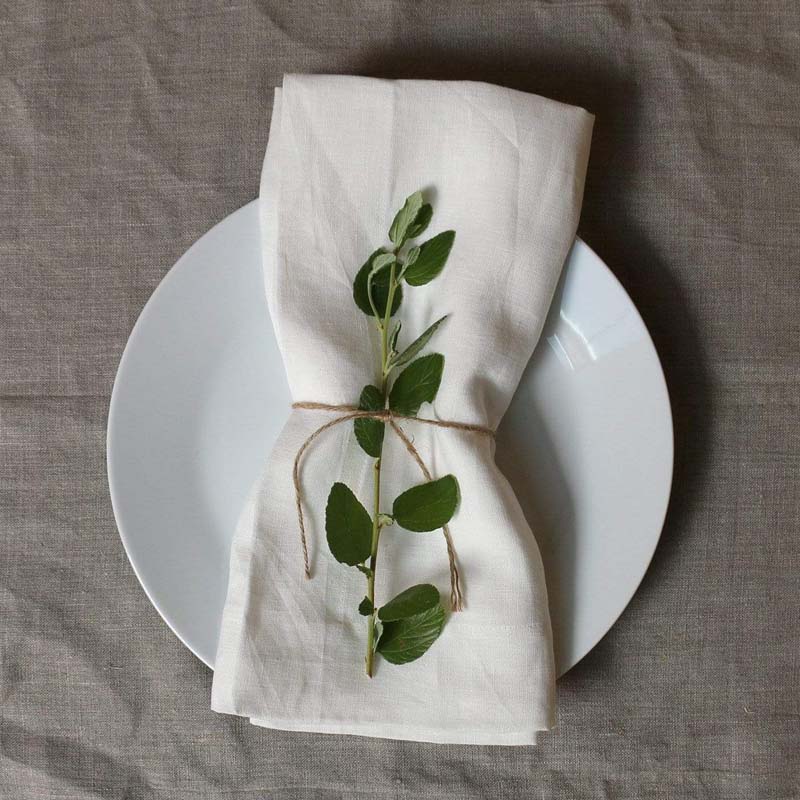 White Linen Napkin Hemmed
