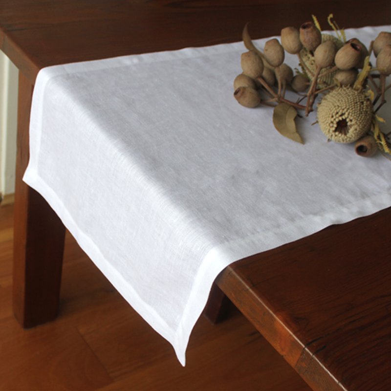 White Linen Table Runner