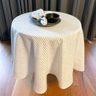 White black stripe French linen tablecloth round