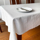 White black stripe French linen tablecloth