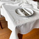 White black stripe linen rectangle tablecloth