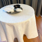 White black stripe linen round table cloth