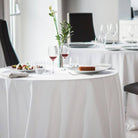 White cotton linen blend round tablecloth