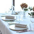 White cotton linen blend square tablecloth