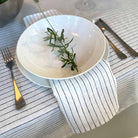 White w black stripe linen napkin
