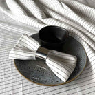 White with black stripe linen napkin