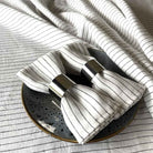 White with black stripe linen napkins