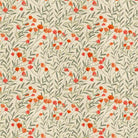 Wild Poppy fabric pattern with coral and orange flowers and green stems